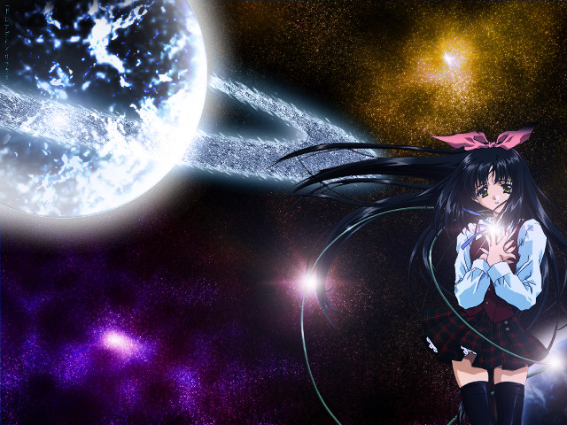 Girl space moon stars hologram free wallpaper - medium preview image