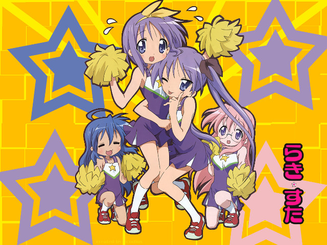 Anime girls stars yellow background free wallpaper - medium preview image