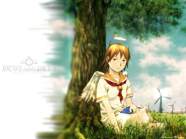 Girl tree bird wind turbine free wallpaper - medium preview image