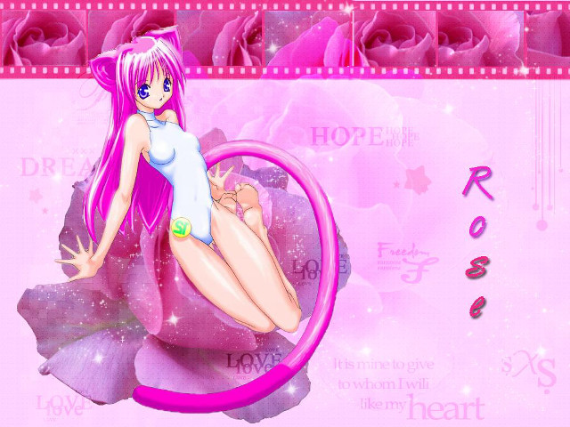 Pink girl roses anime sparkle free wallpaper - medium preview image
