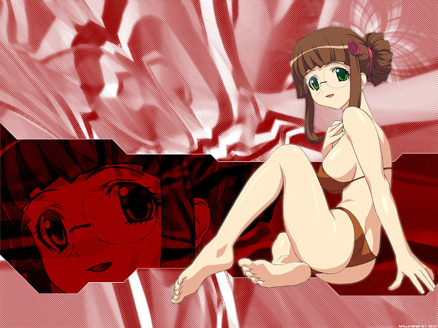 Girl ponytail red background ayako free wallpaper for desktop - medium preview image
