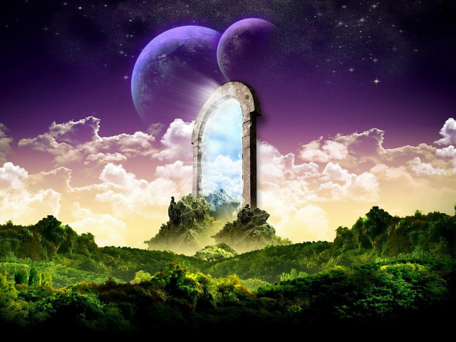 Surreal window another world moon free wallpaper - medium preview image
