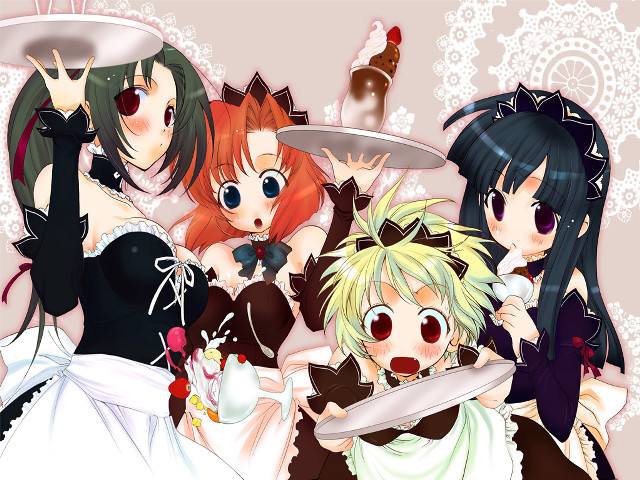 Anime girls cake tray maid free wallpaper - medium preview image