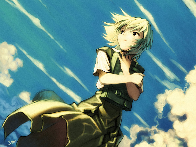 Anime character clouds crossed arms free wallpaper - medium preview image