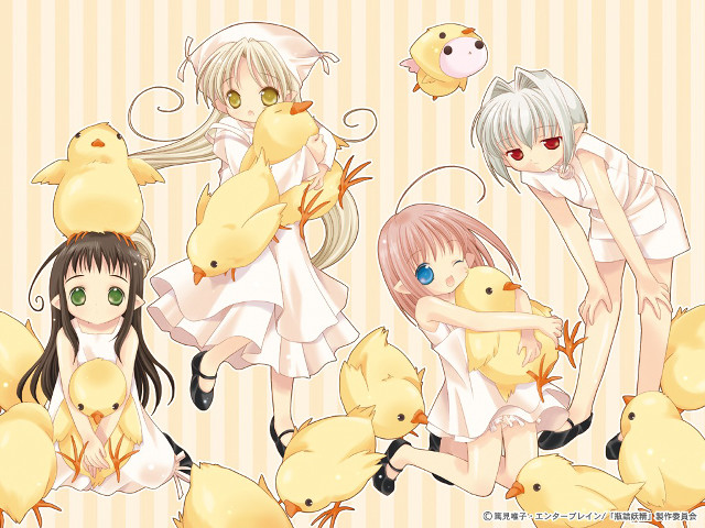 Girls yellow chicks white dress free wallpaper - medium preview image