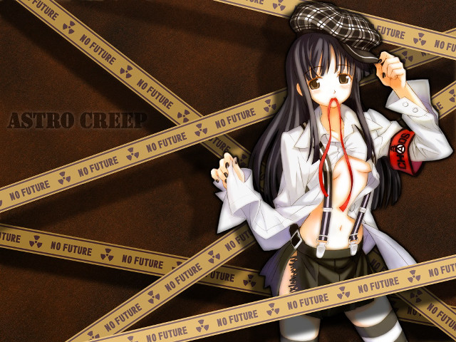 Girl hat blackhair caution tape free wallpaper - medium preview image