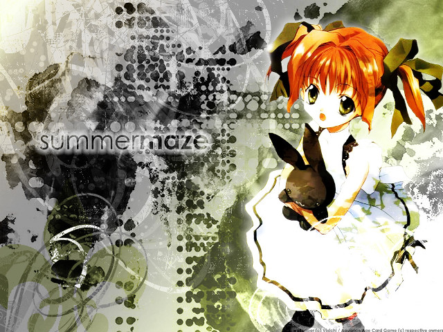 Anime girl rabbit grungy background free wallpaper - medium preview image