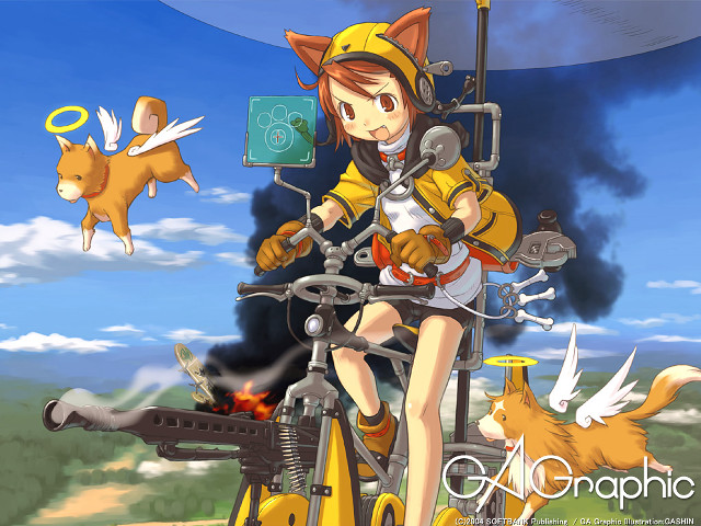 Girl bike cat dog animal free wallpaper - medium preview image