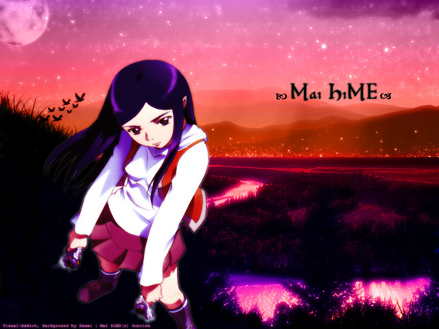 Girl hill pink sky stars free wallpaper - medium preview image