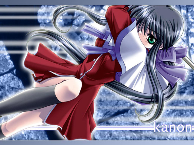 Anime girl green eyes snow free wallpaper - medium preview image