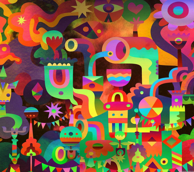 Colorful pattern art shapes vibrant free wallpaper - medium preview image