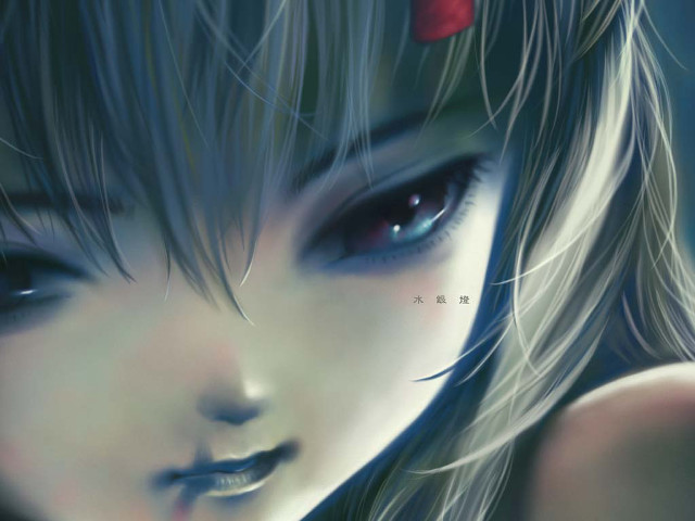 Woman blueeyes rose hair anime free wallpaper - medium preview image