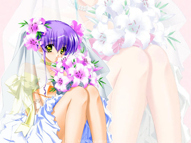 Wedding dress flower bouquet purple free wallpaper - medium preview image