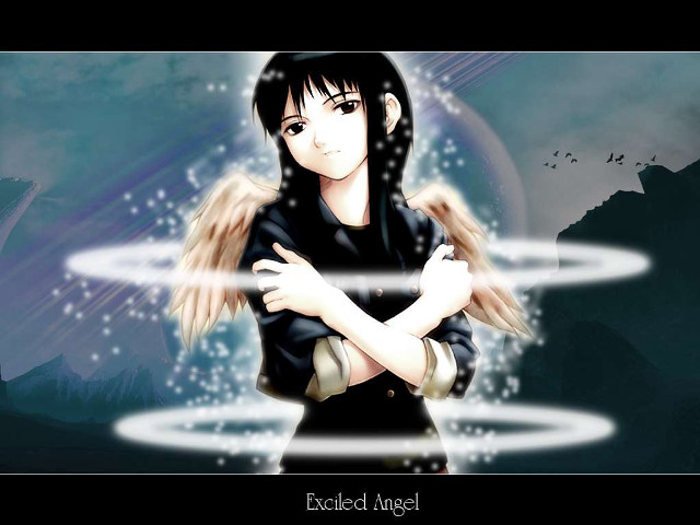 Angelic girl mountain city wings free wallpaper - medium preview image