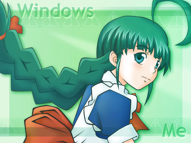 Green haired girl blue shirt free wallpaper - medium preview image