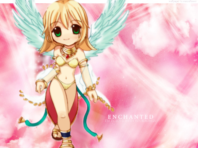 Angel girl pink background clouds free wallpaper - medium preview image
