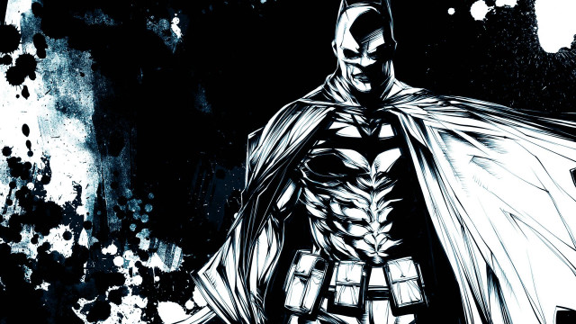 Batman black white drawing splatter free wallpaper - medium preview image