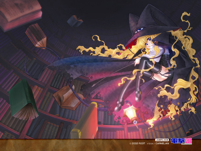 Witch flying broom hat library free wallpaper - medium preview image