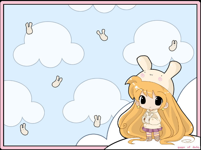 Blonde girl bunny ears sky free wallpaper - medium preview image