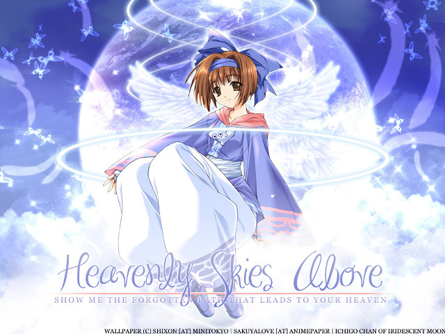 Anime angel wings cloud blue free wallpaper - medium preview image
