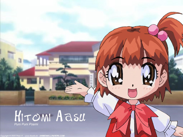 Girl red bow pointing house free wallpaper - medium preview image