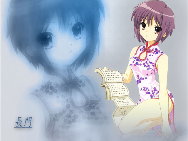Blue hair pink dress reading free wallpaper - medium preview image