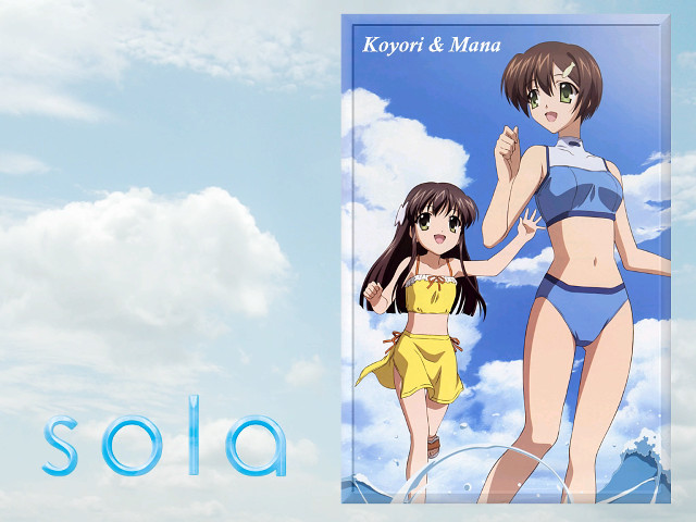 Two girls beach sky clouds free wallpaper - medium preview image