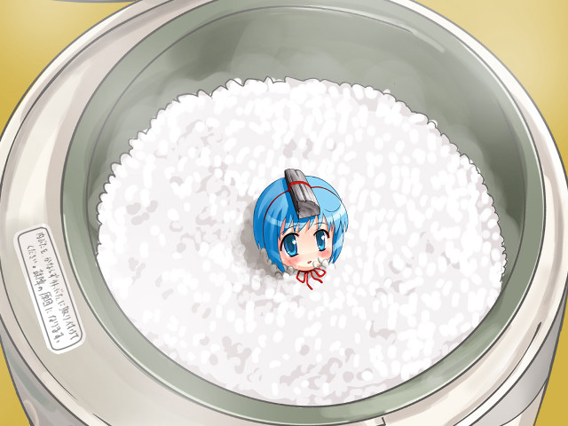 Cartoon bluehair kawaii rice bowl free wallpaper - medium preview image