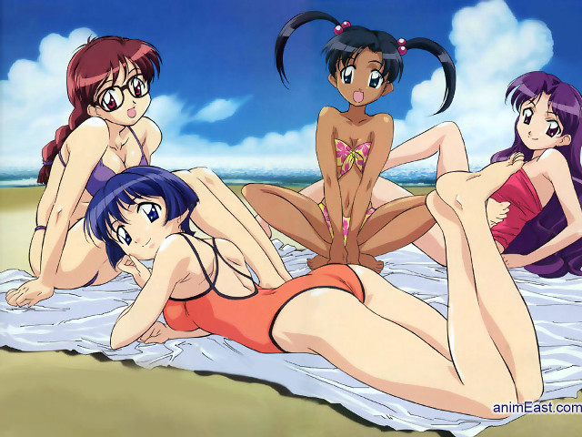 Beach group women bikini anime free wallpaper - medium preview image