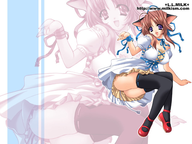 Anime girl cat ears dress free wallpaper - medium preview image