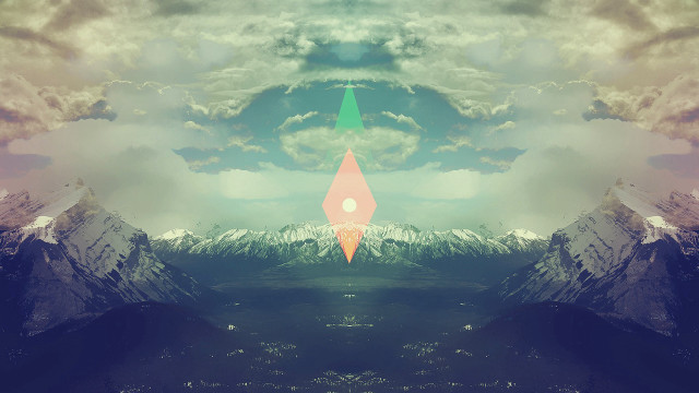 Mountain range green pink triangle free wallpaper - medium preview image