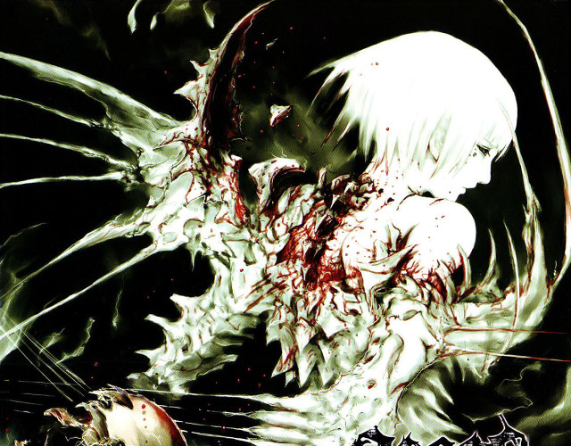 Demonic bloodied creature knife biopunk free wallpaper - medium preview image