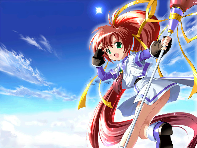 Girl sword flying clouds blue free wallpaper - medium preview image