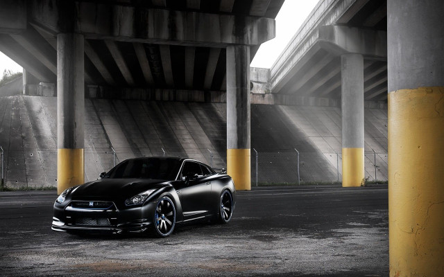 Black car parked bridge yellow #2 free wallpaper - medium preview image