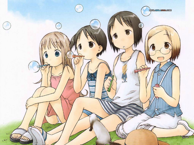 Girls bubbles dog outdoors manga free wallpaper - medium preview image