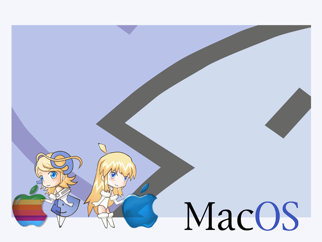 Macos apple logo two girls free wallpaper - medium preview image
