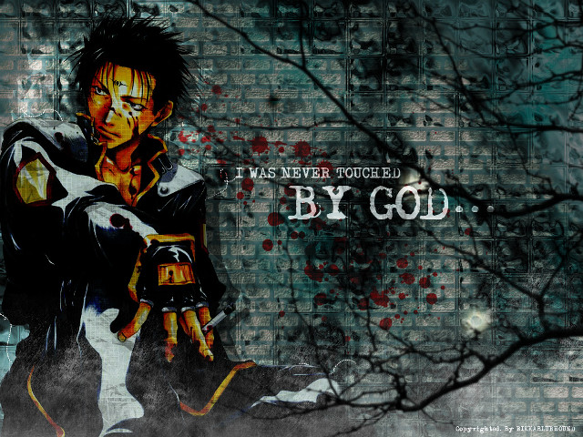 Gothic anime guy blood brickwall free wallpaper - medium preview image
