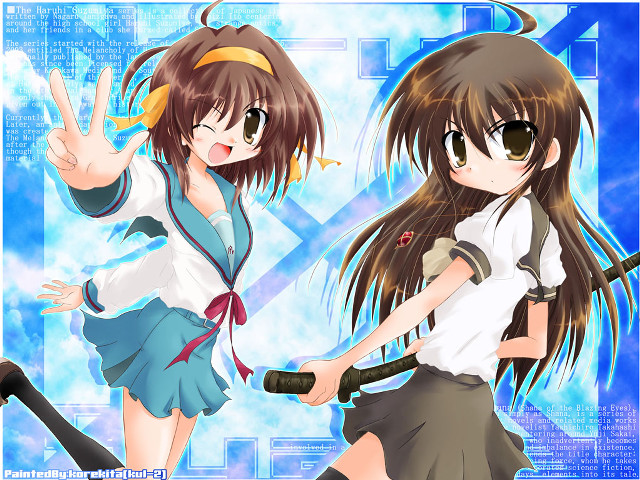 Anime girls baseball bat school free wallpaper - medium preview image