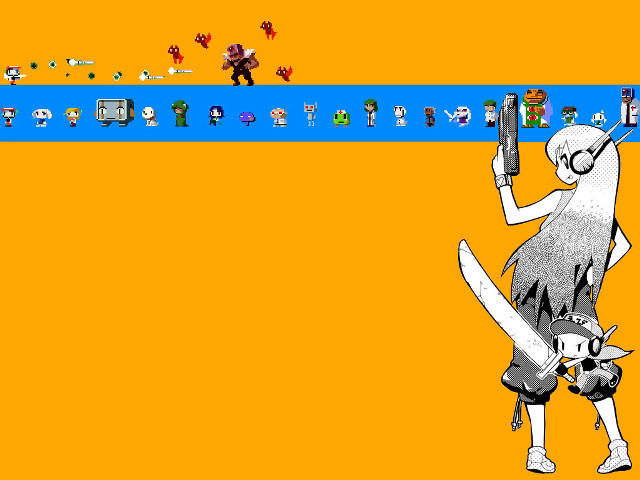 Cartoon person gun computer screen free wallpaper - medium preview image