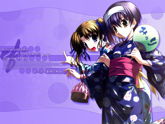 Anime girls hug purple background #3 free wallpaper - medium preview image