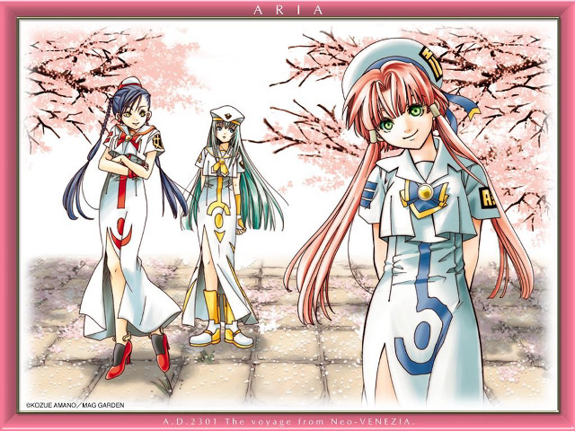 Anime girls pink flower tree free wallpaper - medium preview image