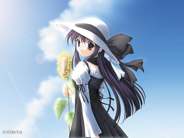 Girl blackwhite dress hat flower free wallpaper - medium preview image
