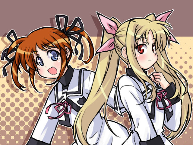 Blonde catgirls manga halftone school free wallpaper - medium preview image