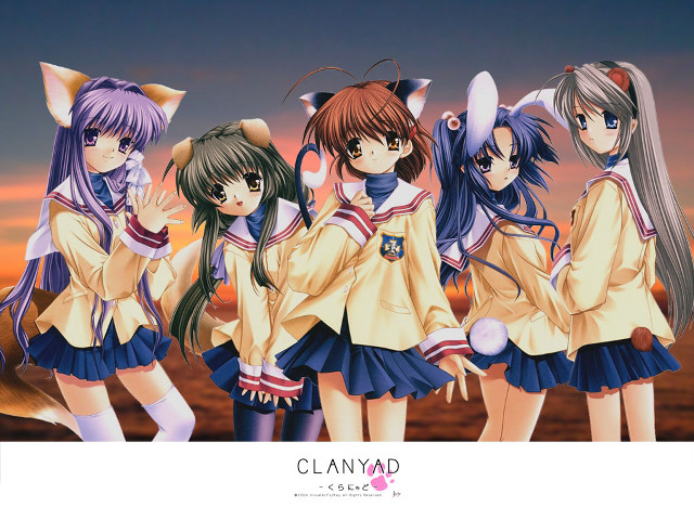 Anime girls sunset cat ears free wallpaper - medium preview image
