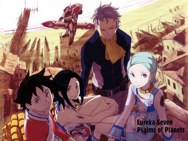 Anime characters cityscape aircraft eureka free wallpaper - medium preview image