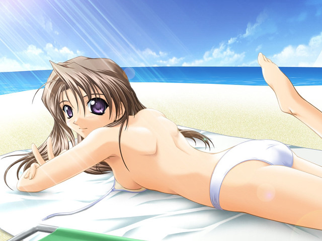 Beach woman reading sunlight bikini free wallpaper - medium preview image
