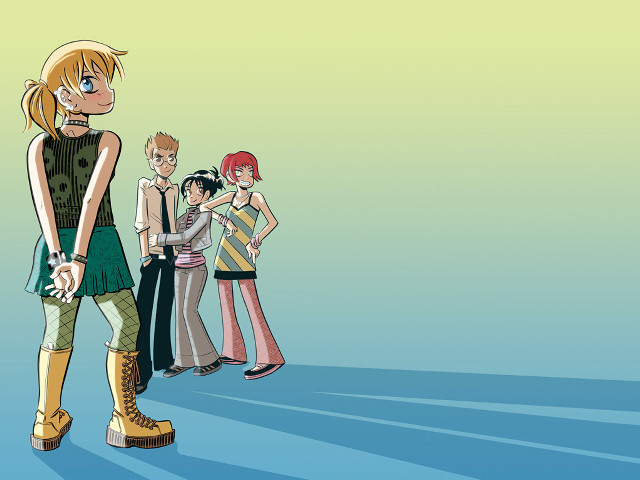 Group people line manga illustration free wallpaper - medium preview image