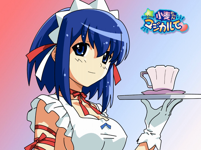 Maid bluehair cup gloves ribbon free wallpaper - medium preview image