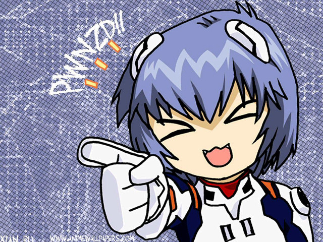 Cartoon bluehair pointing camera anime free wallpaper - medium preview image