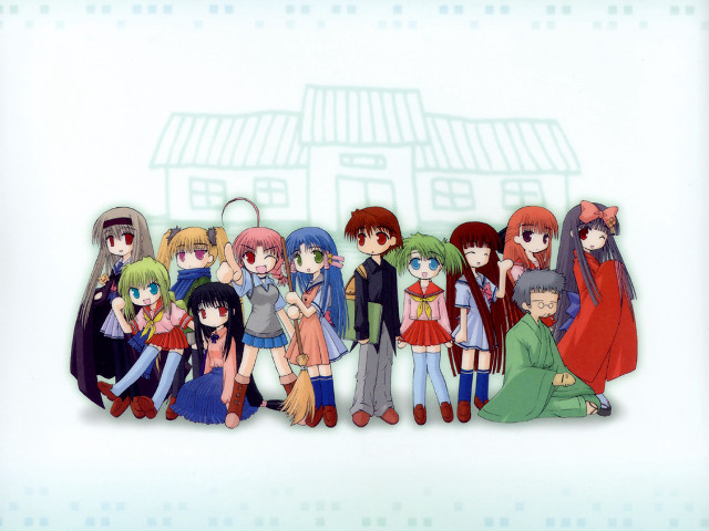Anime girls group building sky #8 free wallpaper - medium preview image
